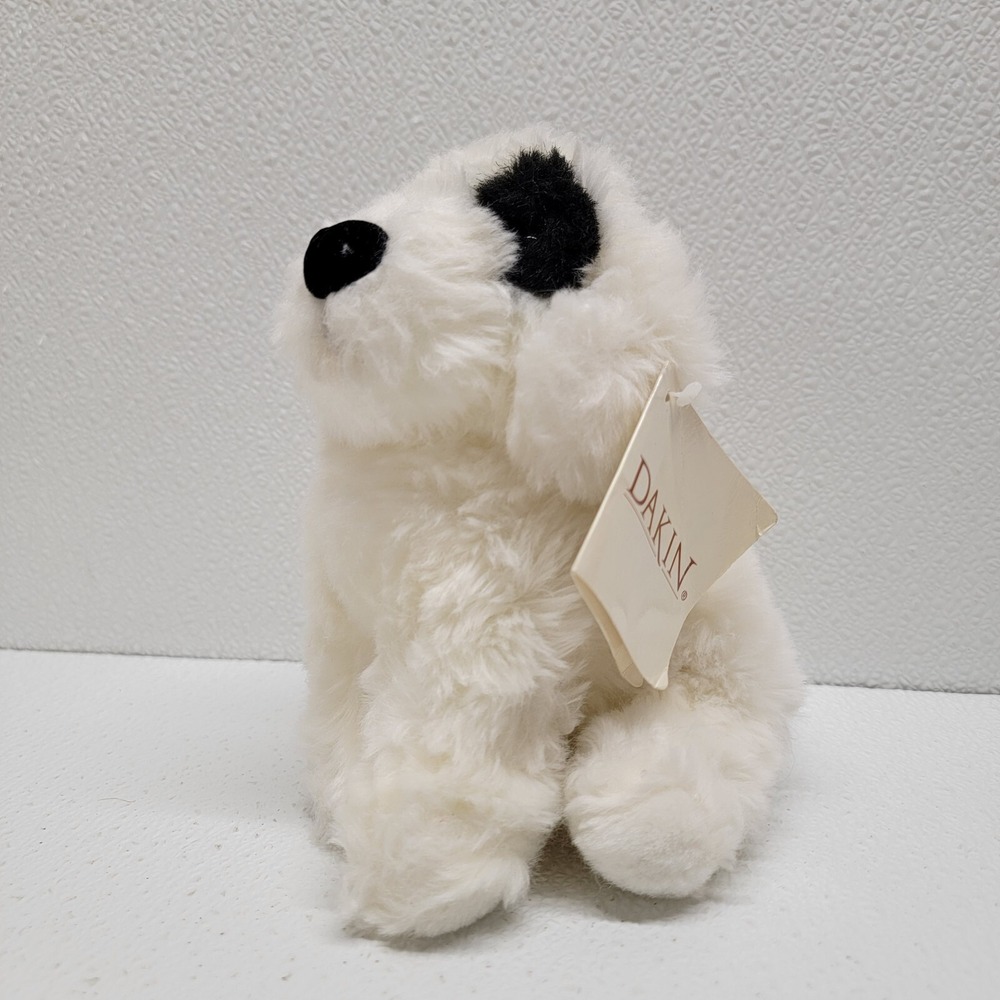 Dakin Baby Pups Brussels White Puppy Dog Black Spot Plush Stuffed Animal